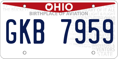 OH license plate GKB7959