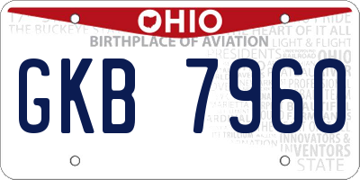 OH license plate GKB7960