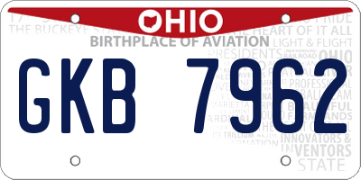 OH license plate GKB7962