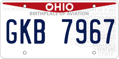 OH license plate GKB7967