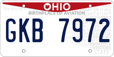 OH license plate GKB7972