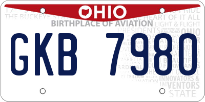 OH license plate GKB7980