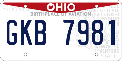 OH license plate GKB7981