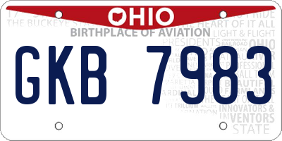 OH license plate GKB7983
