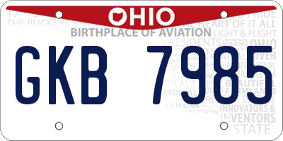 OH license plate GKB7985