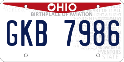 OH license plate GKB7986