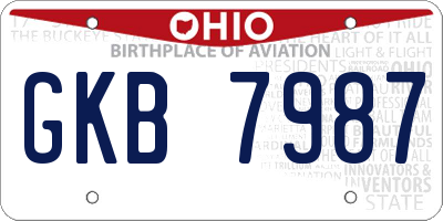 OH license plate GKB7987