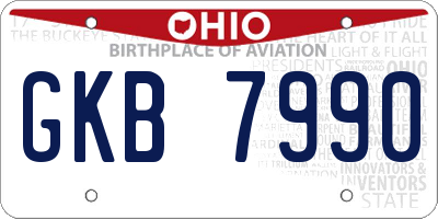 OH license plate GKB7990