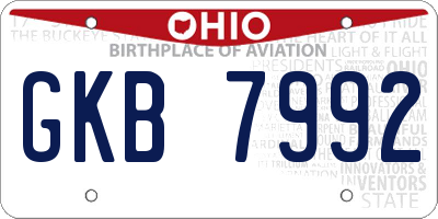 OH license plate GKB7992