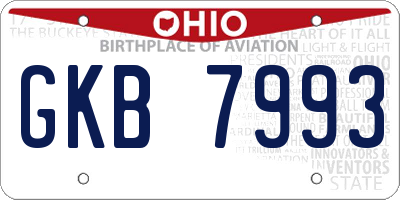 OH license plate GKB7993