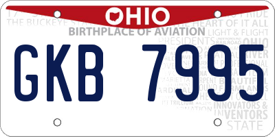 OH license plate GKB7995
