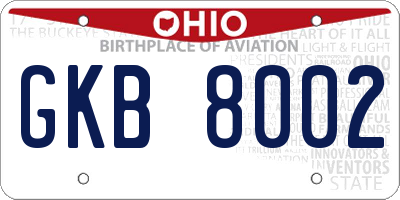 OH license plate GKB8002