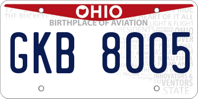 OH license plate GKB8005