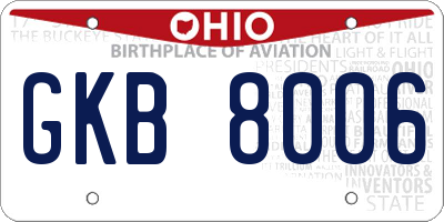 OH license plate GKB8006