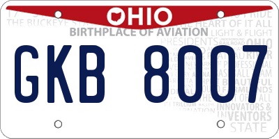 OH license plate GKB8007