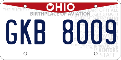 OH license plate GKB8009