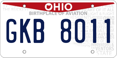 OH license plate GKB8011