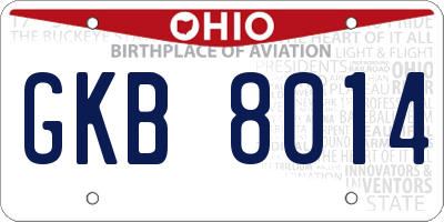 OH license plate GKB8014