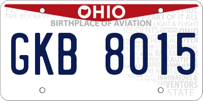 OH license plate GKB8015