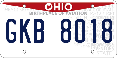 OH license plate GKB8018