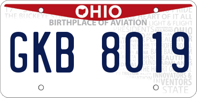 OH license plate GKB8019