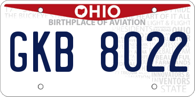 OH license plate GKB8022