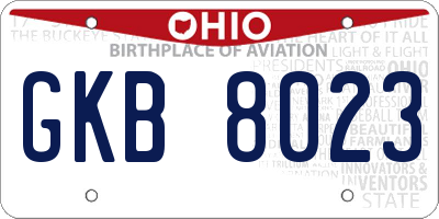 OH license plate GKB8023