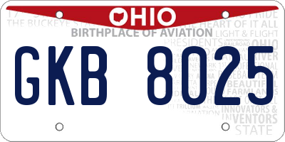 OH license plate GKB8025