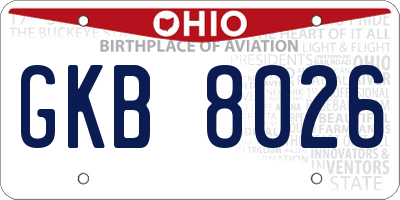 OH license plate GKB8026