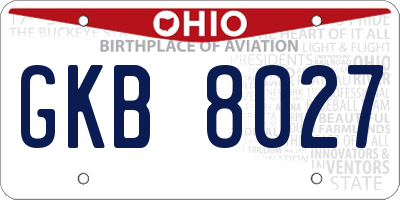 OH license plate GKB8027