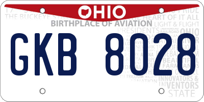 OH license plate GKB8028