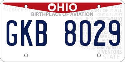 OH license plate GKB8029