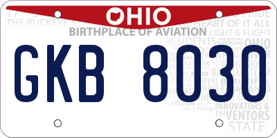 OH license plate GKB8030