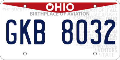 OH license plate GKB8032