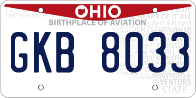 OH license plate GKB8033