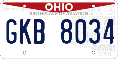 OH license plate GKB8034