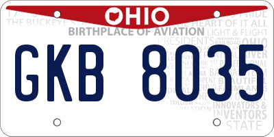 OH license plate GKB8035