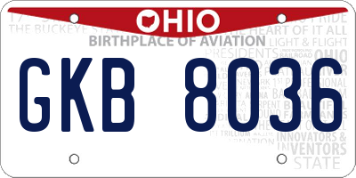 OH license plate GKB8036