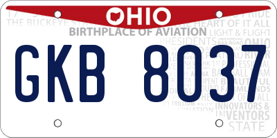 OH license plate GKB8037