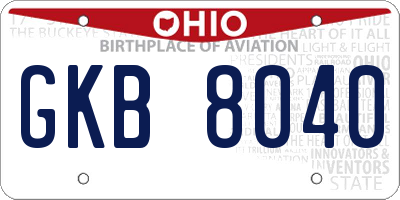 OH license plate GKB8040