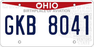 OH license plate GKB8041