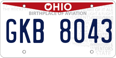 OH license plate GKB8043