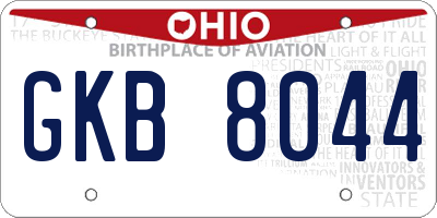OH license plate GKB8044