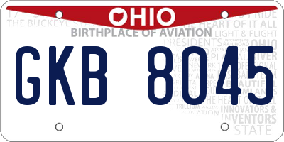 OH license plate GKB8045