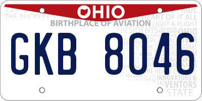 OH license plate GKB8046