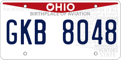 OH license plate GKB8048