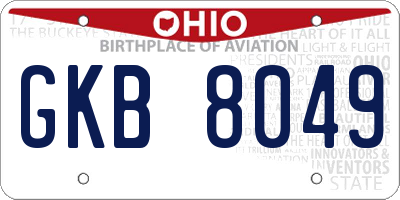 OH license plate GKB8049