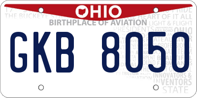 OH license plate GKB8050