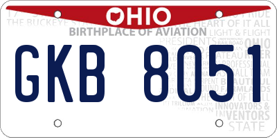 OH license plate GKB8051