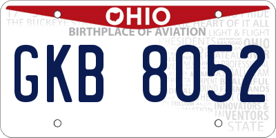 OH license plate GKB8052